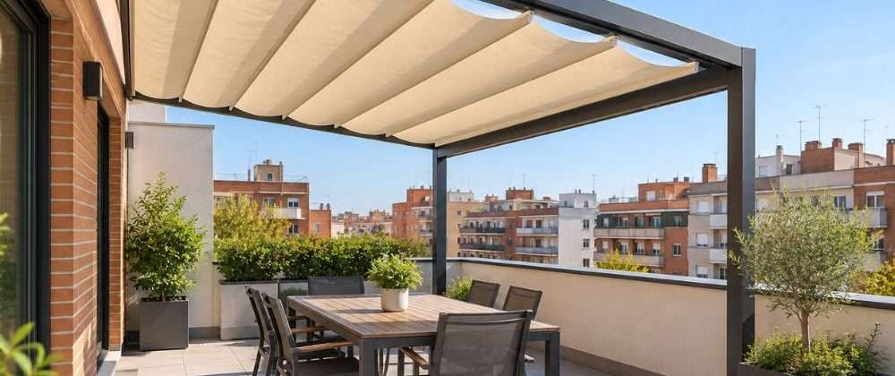 Pergola con toldo corredero