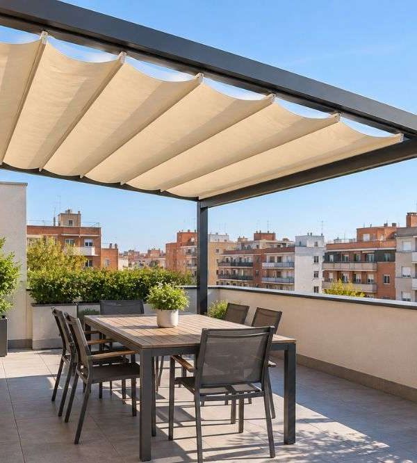 Pergola con toldo corredero